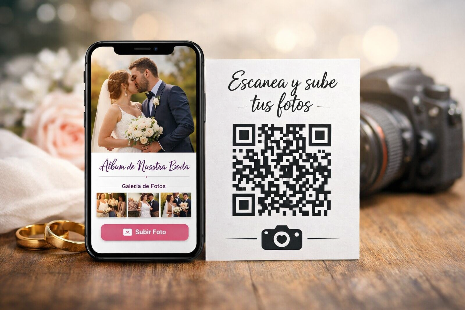 Álbum digital de boda con código QR para invitados